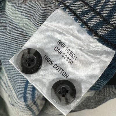 Simms Flannel Shirt Mens Medium Blue Plaid Long Sleeve Button Up Outdoor Fishing - Thumbnail 7