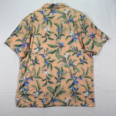 Bad Birdie Golf Polo Shirt Mens 2XL Peach Floral Fiesta Hawaiian Performance NEW - Thumbnail 3