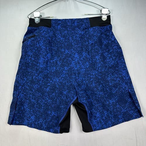 Lululemon Assert Short Mens Medium 9" Camo Kayak Blue Deep Navy Unlined EUC - Thumbnail 2