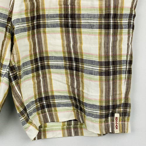 Tommy Bahama Relax Linen Shorts Mens 34 Bermuda Flat Front Plaid Multicolor 10" - Thumbnail 3