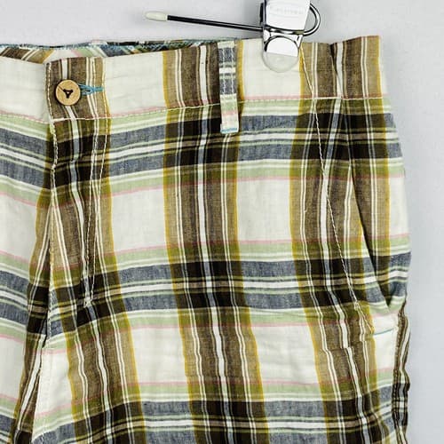 Tommy Bahama Relax Linen Shorts Mens 34 Bermuda Flat Front Plaid Multicolor 10" - Thumbnail 5
