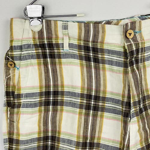 Tommy Bahama Relax Linen Shorts Mens 34 Bermuda Flat Front Plaid Multicolor 10" - Thumbnail 6