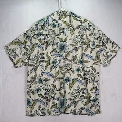 Tommy Bahama Silk Hawaiian Shirt Mens XL Blue Green Floral Original Fit Casual - Thumbnail 6