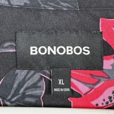 NEW Bonobos Hawaiian Tropicali Lilly Shirt Mens XL Black Pink Short Sleeve - Thumbnail 6