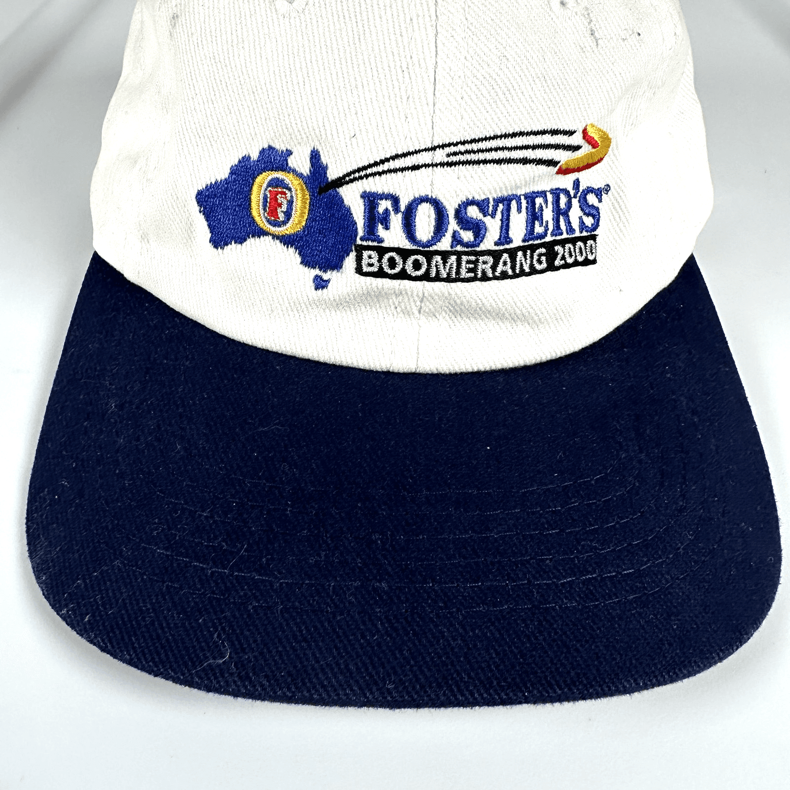 Foster's Boomerang Seba Hat Cap Strap Back White Mens Adjustable Vintage 2000s - Image 1