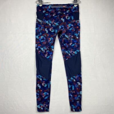 Athleta Be Free Mesh Leggings Women Small Geometric Triangles Stretch Yoga Pants - Thumbnail 2