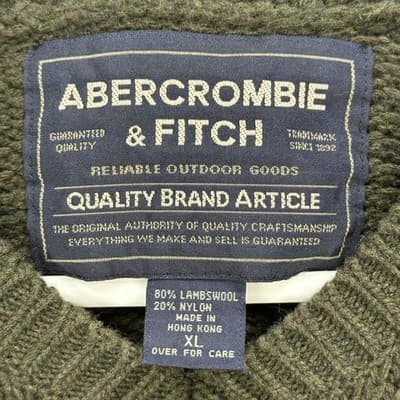 Vintage Abercrombie & Fitch Mens XL Sweater Green Fair Isle Lambswool Hong Kong - Thumbnail 5
