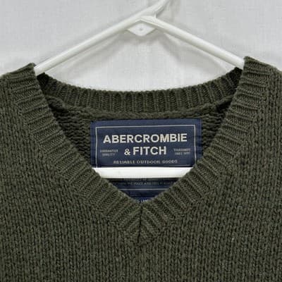 Vintage Abercrombie & Fitch Mens XL Sweater Green Fair Isle Lambswool Hong Kong - Thumbnail 4