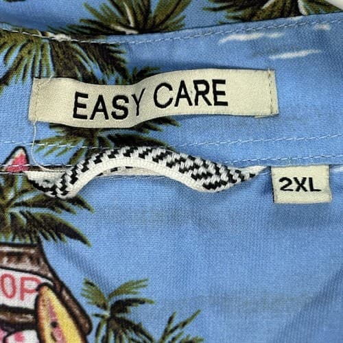 Alex Vando Hawaiian Shirt Mens 2XL Premium Tropical Blue Woodys Easy Care Button - Thumbnail 8