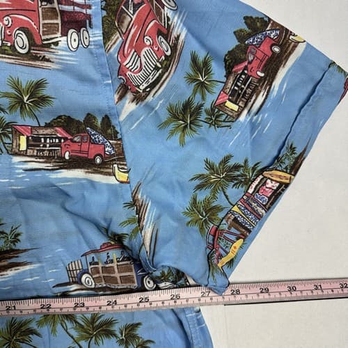 Alex Vando Hawaiian Shirt Mens 2XL Premium Tropical Blue Woodys Easy Care Button - Thumbnail 10
