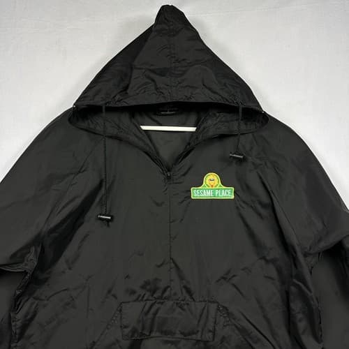 SESAME PLACE Windbreaker 1/2 Zip Pullover Adult Small Black Nylon - Thumbnail 5