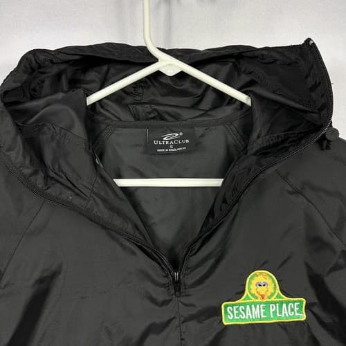 SESAME PLACE Windbreaker 1/2 Zip Pullover Adult Small Black Nylon - Thumbnail 7