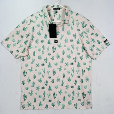 NEW Bad Birdie Mens Large Thorn in Your Side Cactus Golf Polo Pink BBMP001-654 - Thumbnail 2