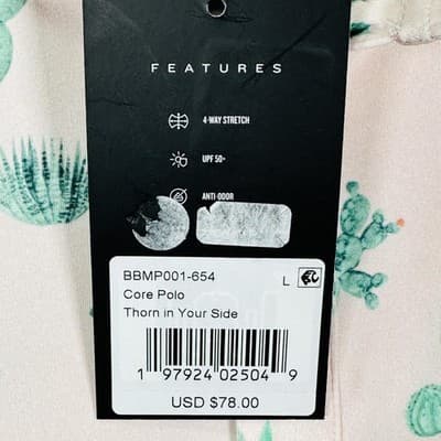 NEW Bad Birdie Mens Large Thorn in Your Side Cactus Golf Polo Pink BBMP001-654 - Thumbnail 4