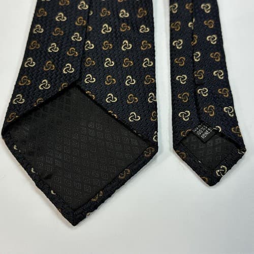 KENT & CURWEN Men's 100% Silk Black Geometric Textured England XL Necktie - Thumbnail 6