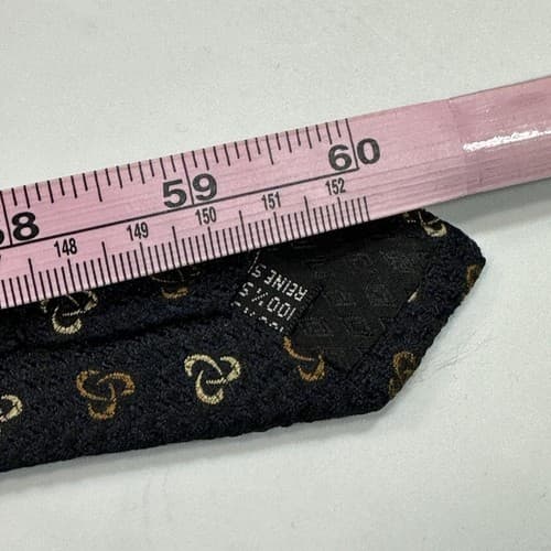 KENT & CURWEN Men's 100% Silk Black Geometric Textured England XL Necktie - Thumbnail 9