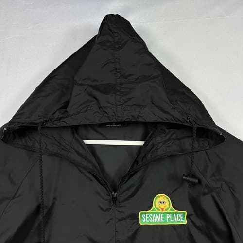 SESAME PLACE Windbreaker 1/2 Zip Pullover Adult Small Black Nylon - Thumbnail 6