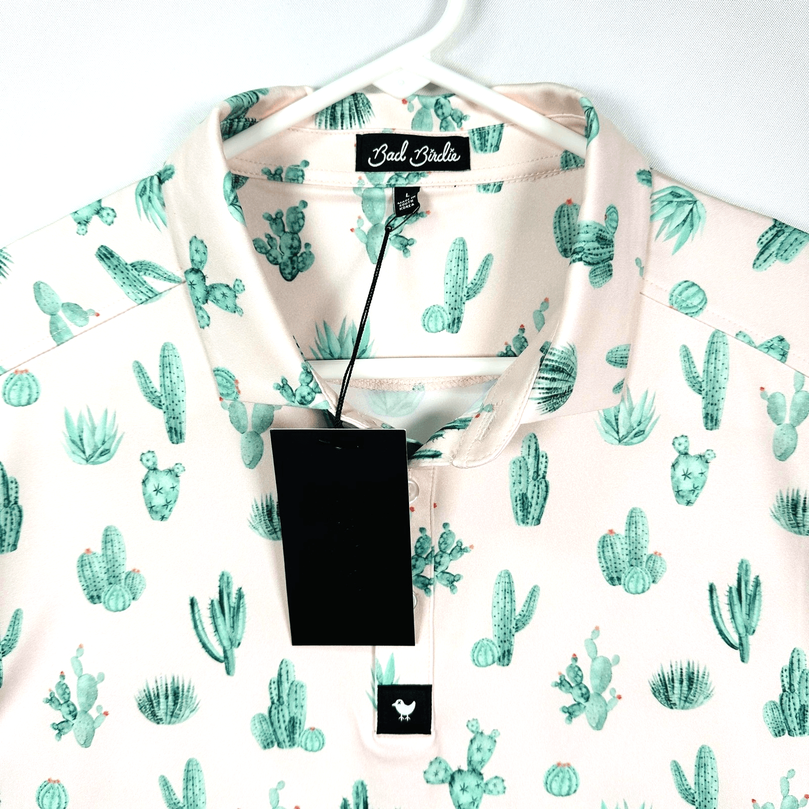 NEW Bad Birdie Mens Large Thorn in Your Side Cactus Golf Polo Pink BBMP001-654 - Image 1