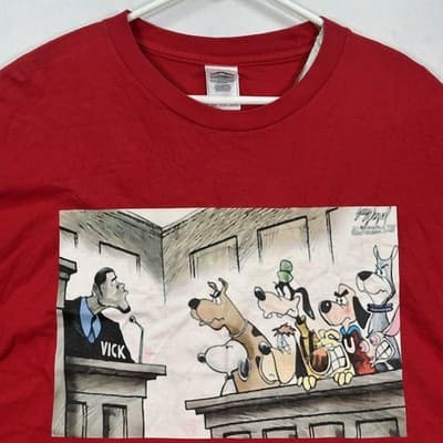 Vintage Cartoon Courtroom Mens 2XL Dog Parade Shirt Red Alstyle Apparel Tee - Thumbnail 4