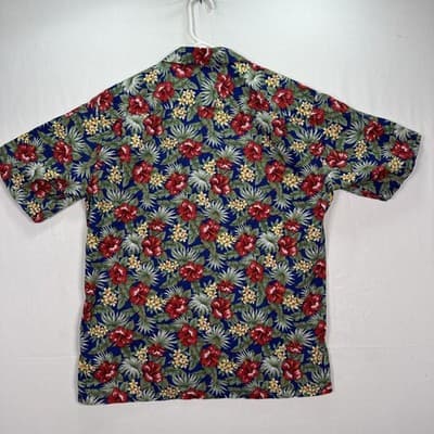 Hilo Hattie Hawaiian Shirt Men Large Multicolor Floral Hibiscus Short Sleeve VTG - Thumbnail 3