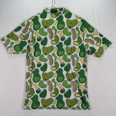 Royal & Awesome Golf Polo Shirt Mens Large Green Golf Course Print Performance - Thumbnail 3