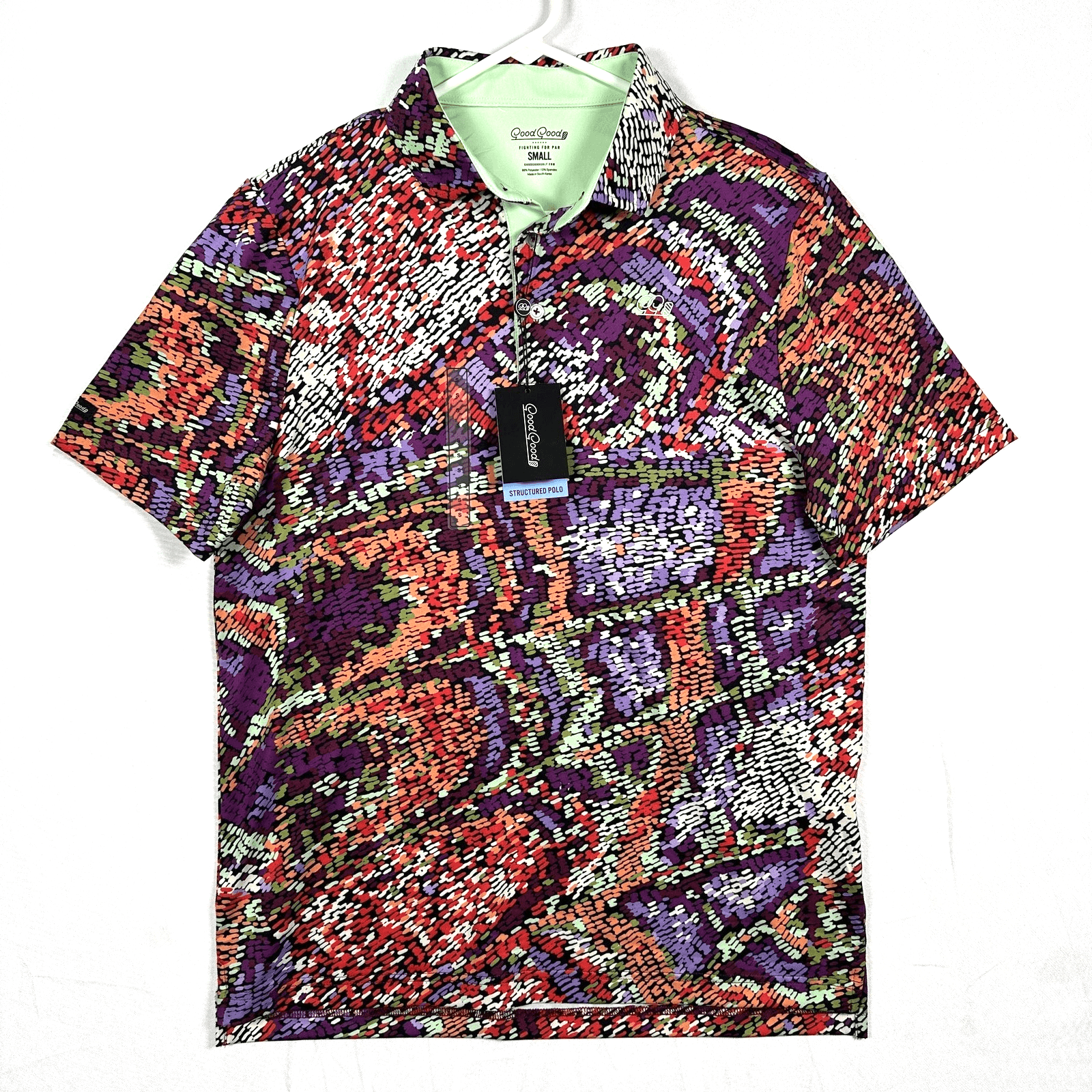 Good Good Golf Wing It Polo Mens Small GG557R-S Abstract Multicolor S/S New - Image 1