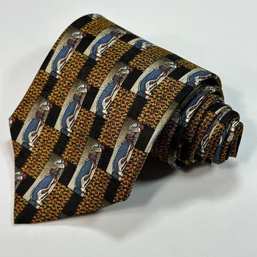 ERMENEGILDO ZEGNA Men's Silk Tie Mulricolor Geometric Golf Bag Necktie ITALY - Thumbnail 2