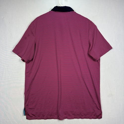 Ralph Lauren RLX Polo Golf Shirt Mens XL Pink Blue Striped Pocket PGA Baltusrol - Thumbnail 3