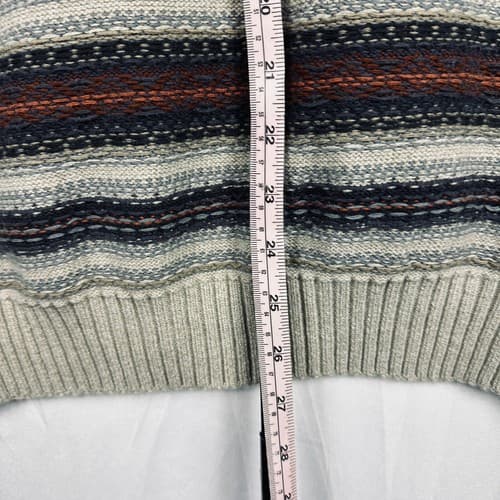 GH Bass Co. Men's Large Sherpa Lined Sweater Striped 4-Button Mock Neck - Thumbnail 10