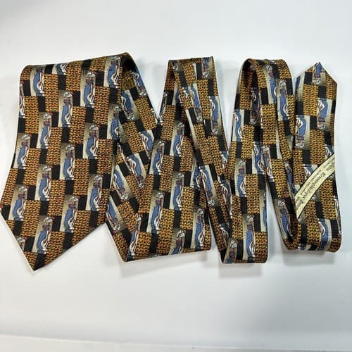 ERMENEGILDO ZEGNA Men's Silk Tie Mulricolor Geometric Golf Bag Necktie ITALY - Thumbnail 4