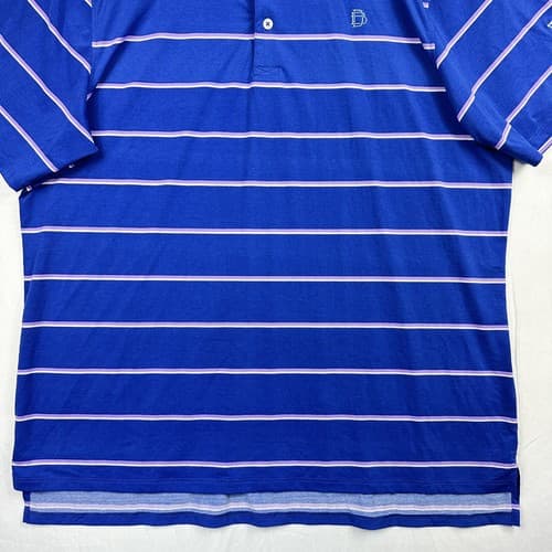 B Draddy Golf Sport Polo Shirt Mens Large Blue Striped Short Sleeve Performance - Thumbnail 3