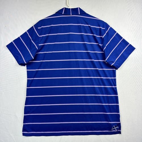 B Draddy Golf Sport Polo Shirt Mens Large Blue Striped Short Sleeve Performance - Thumbnail 2
