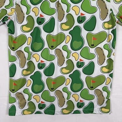 Royal & Awesome Golf Polo Shirt Mens Large Green Golf Course Print Performance - Thumbnail 4