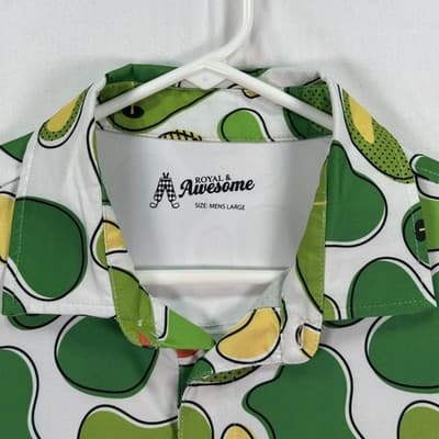 Royal & Awesome Golf Polo Shirt Mens Large Green Golf Course Print Performance - Thumbnail 5