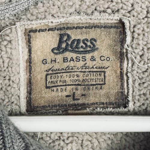 GH Bass Co. Men's Large Sherpa Lined Sweater Striped 4-Button Mock Neck - Thumbnail 7