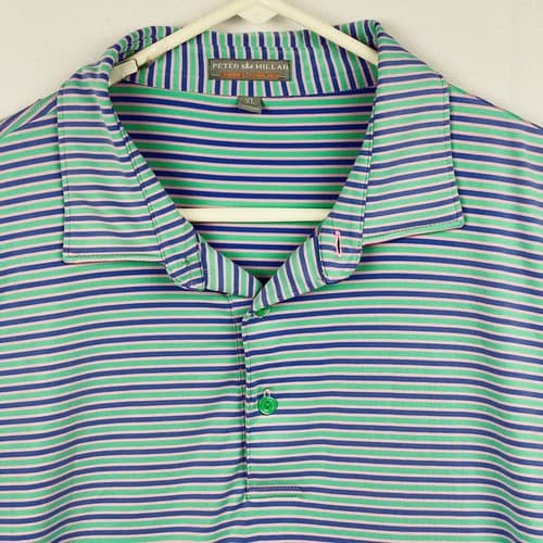 Peter Millar Summer Comfort Mens Size XL Golf Polo Shirt Multicolor Striped - Thumbnail 8