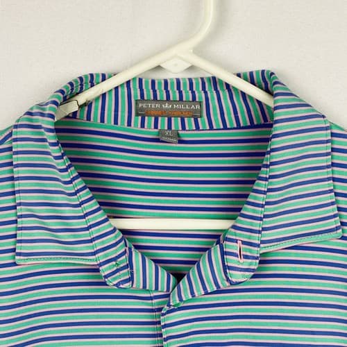 Peter Millar Summer Comfort Mens Size XL Golf Polo Shirt Multicolor Striped - Thumbnail 9