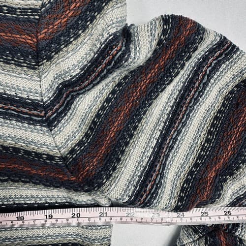 GH Bass Co. Men's Large Sherpa Lined Sweater Striped 4-Button Mock Neck - Thumbnail 8