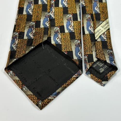 ERMENEGILDO ZEGNA Men's Silk Tie Mulricolor Geometric Golf Bag Necktie ITALY - Thumbnail 6