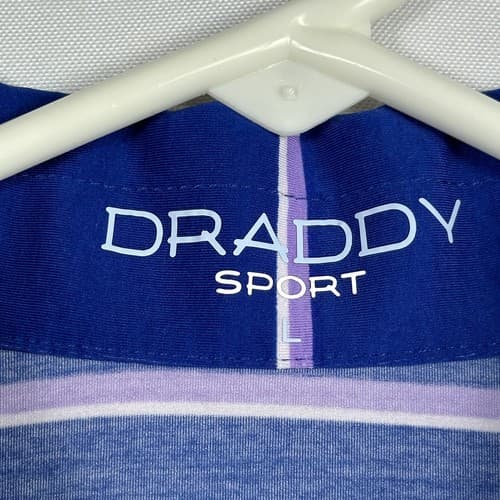 B Draddy Golf Sport Polo Shirt Mens Large Blue Striped Short Sleeve Performance - Thumbnail 8