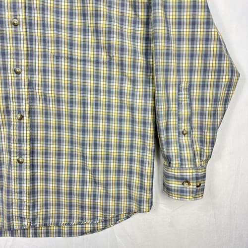 Pendleton Men’s Medium Button Down Shirt Yellow Gray Check Plaid Long Sleeve - Thumbnail 4