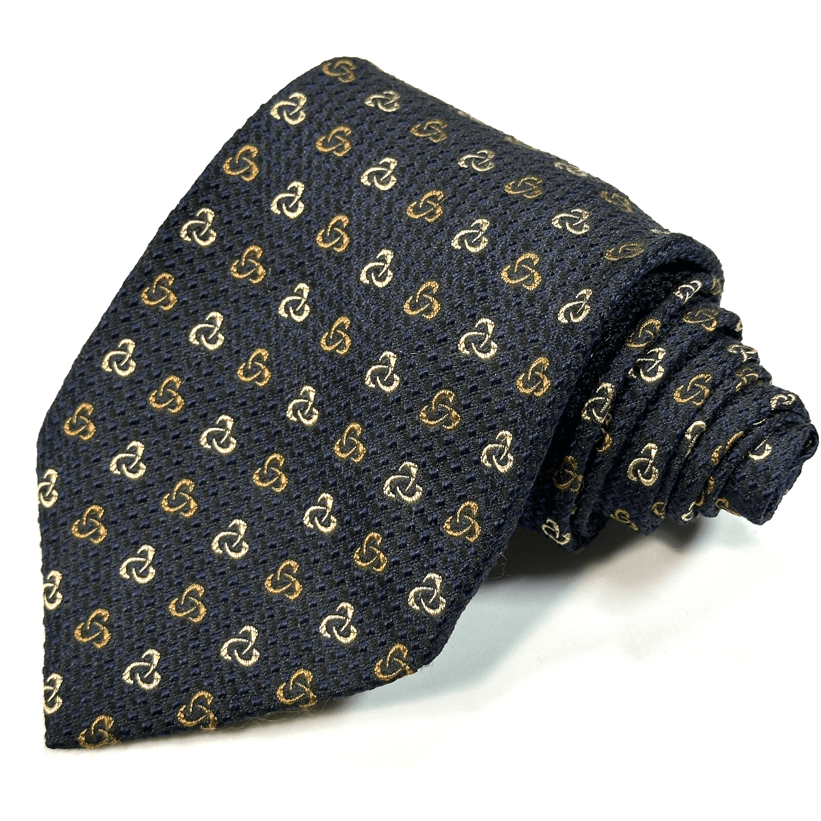 KENT & CURWEN Men's 100% Silk Black Geometric Textured England XL Necktie - Image 1