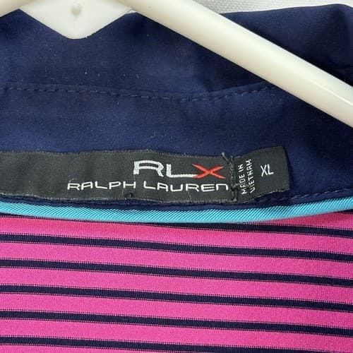Ralph Lauren RLX Polo Golf Shirt Mens XL Pink Blue Striped Pocket PGA Baltusrol - Thumbnail 9