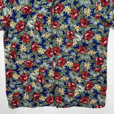 Hilo Hattie Hawaiian Shirt Men Large Multicolor Floral Hibiscus Short Sleeve VTG - Thumbnail 4