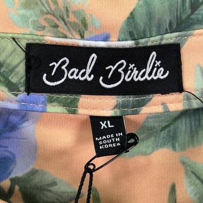 Bad Birdie Golf Polo Shirt Mens XL Peach Floral Fiesta Hawaiian Performance NEW - Thumbnail 6