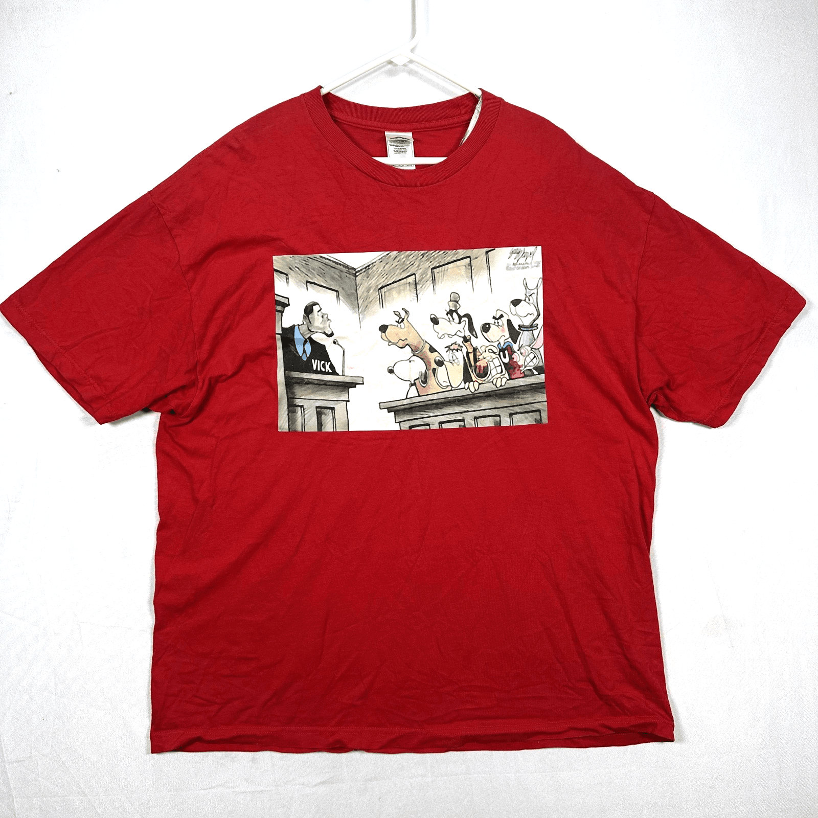 Vintage Cartoon Courtroom Mens 2XL Dog Parade Shirt Red Alstyle Apparel Tee - Image 1