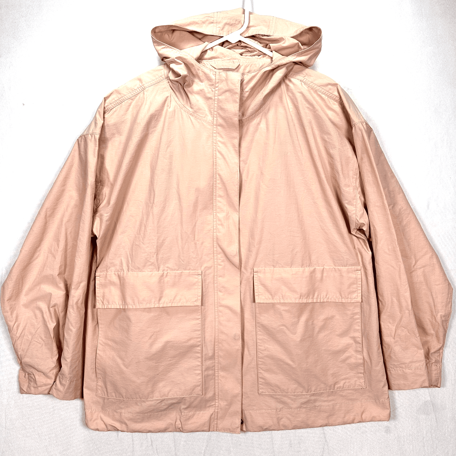 Eileen Fisher Lightweight Jacket Womens Large Pink Hooded Organic Cotton Nylon - Image 1