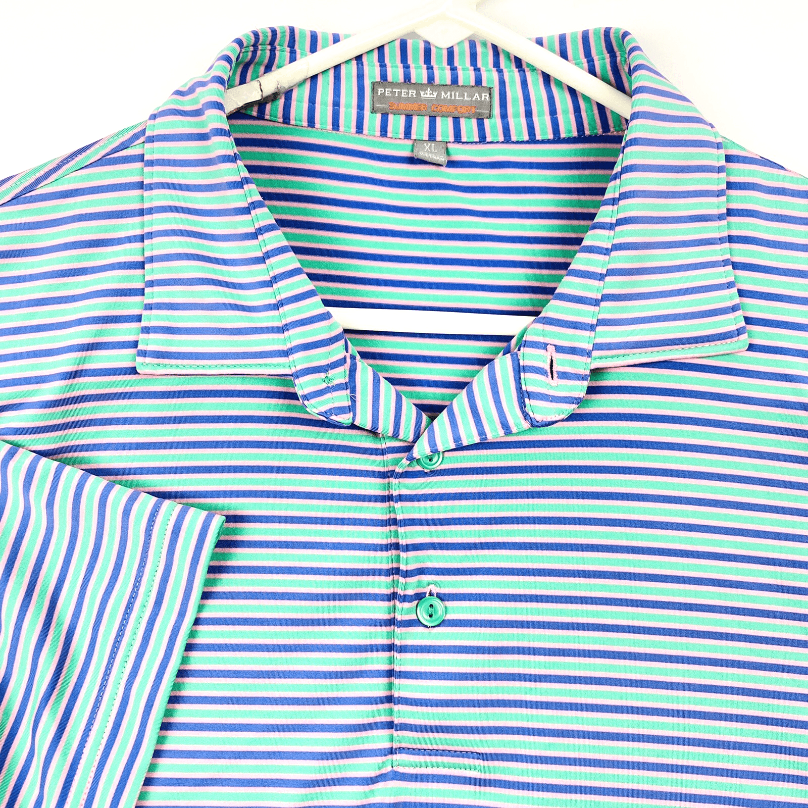 Peter Millar Summer Comfort Mens Size XL Golf Polo Shirt Multicolor Striped - Image 1