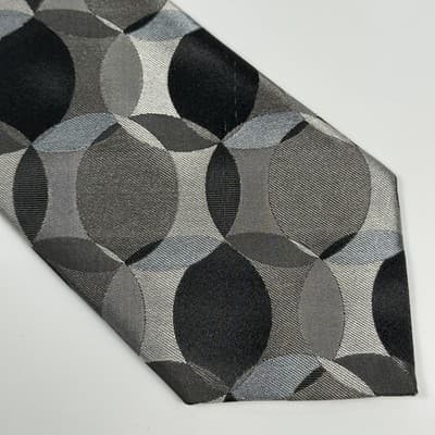 Ted Baker Men 100% Silk Tie Gray Geometric Circles Classic Formal Necktie Luxury - Thumbnail 3