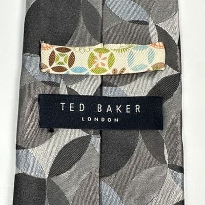 Ted Baker Men 100% Silk Tie Gray Geometric Circles Classic Formal Necktie Luxury - Thumbnail 4